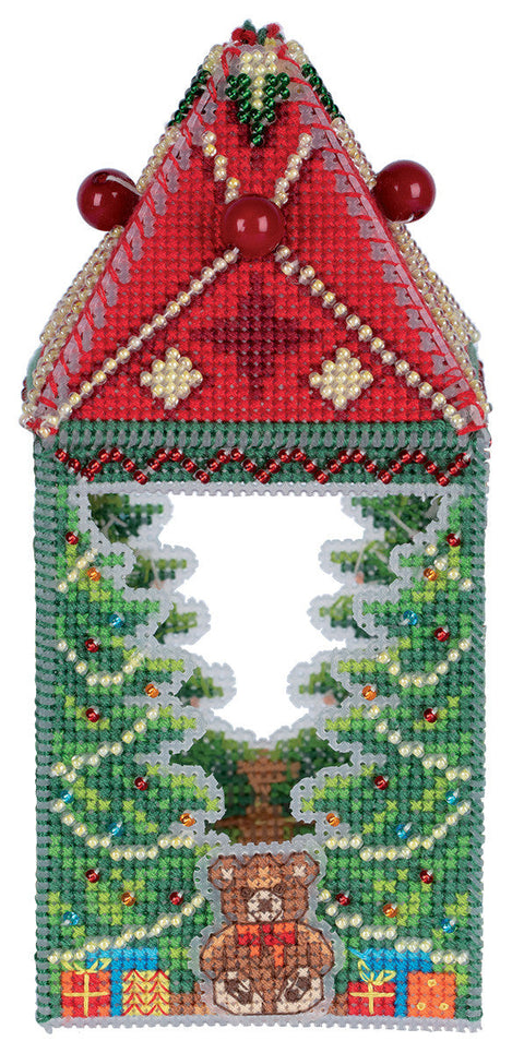 Christmas Lantern Cross Stitch Kit, Counted Cross Stitch, Canvas, Cotton Threads, Needle and Pattern, PANNA DIY Craft Set