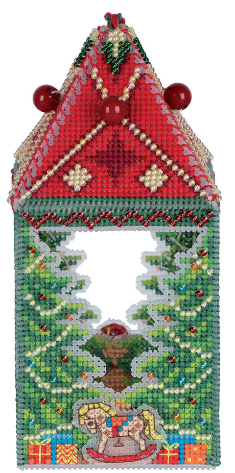 Christmas Lantern Cross Stitch Kit, Counted Cross Stitch, Canvas, Cotton Threads, Needle and Pattern, PANNA DIY Craft Set
