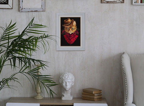 Cowboy Fugitive Cross Stitch Kit, Detailed Pattern, Aida Fabric, Cotton Threads, Needle and Instructions by PANNA/KLART
