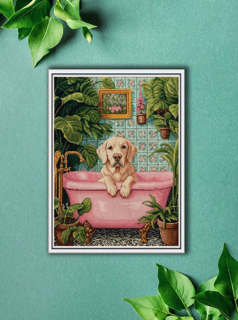 Cross Stitch Kit with Animal Water Theme, PANNA/KLART, White Aida 18 Fabric, 22 x 29.5 cm, 30 Thread Shades