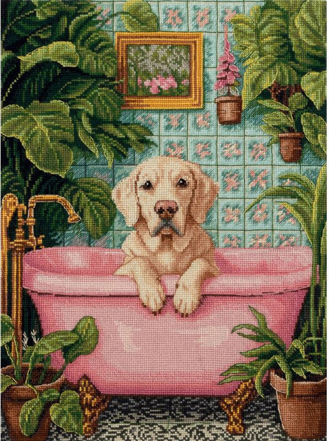Cross Stitch Kit with Animal Water Theme, PANNA/KLART, White Aida 18 Fabric, 22 x 29.5 cm, 30 Thread Shades