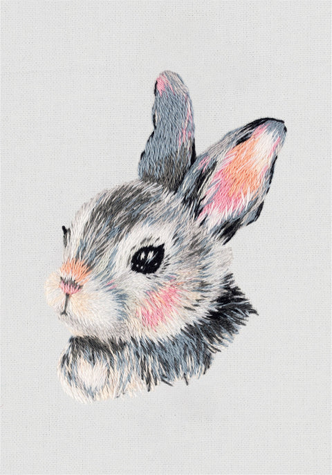 Cross Stitch Kit with Bunny Design for Beginners, PANNA KLART, 8 x 6 cm, Aida Canvas and Cotton Threads