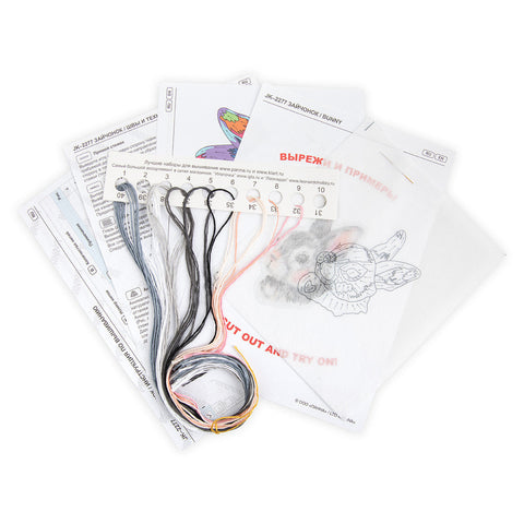 Cross Stitch Kit with Bunny Design for Beginners, PANNA KLART, 8 x 6 cm, Aida Canvas and Cotton Threads