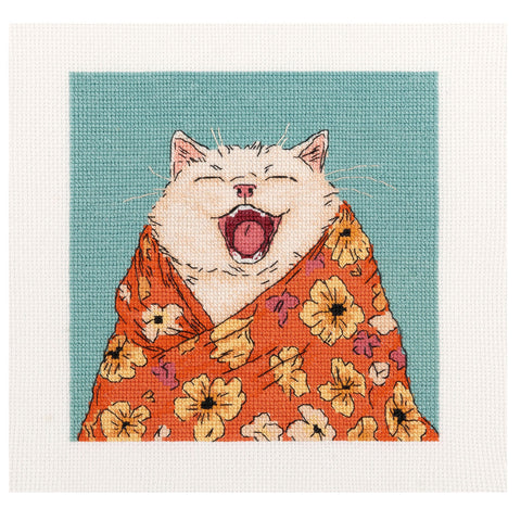 PANNA Cross Stitch Kit Sleepy Cat, 15 x 15 cm, Aida 16 Fabric, Full Coverage, Intermediate Level, PK-7533