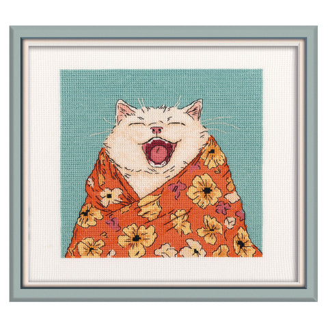 PANNA Cross Stitch Kit Sleepy Cat, 15 x 15 cm, Aida 16 Fabric, Full Coverage, Intermediate Level, PK-7533