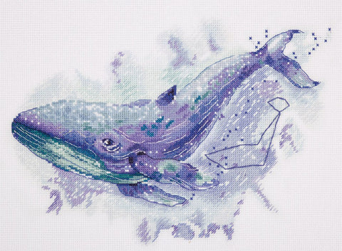 Cross Stitch Kit Whale Constellation, PANNA KLART, Aida Fabric, Cotton Embroidery Floss, Cosmic Theme, Beginner Friendly