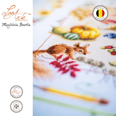 Four Seasons Counted Cross Stitch Kit, Lanarte, 88 x 62 cm, Cotton Fabric and DMC Threads, Wall Art Embroidery Project