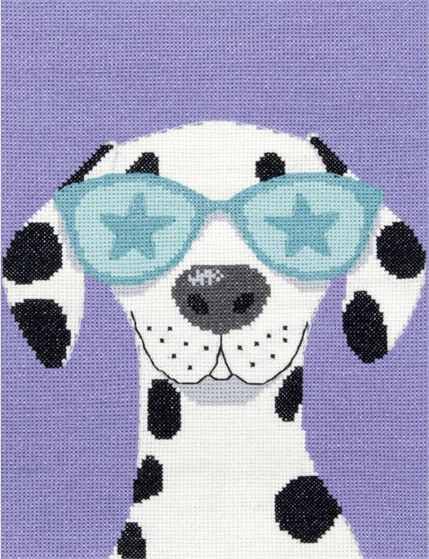 Dalmatian Cross Stitch Kit with Water-Soluble Canvas, PANNA/KLART, 19 x 25 cm, 7 Thread Colors, Pattern and Instructions
