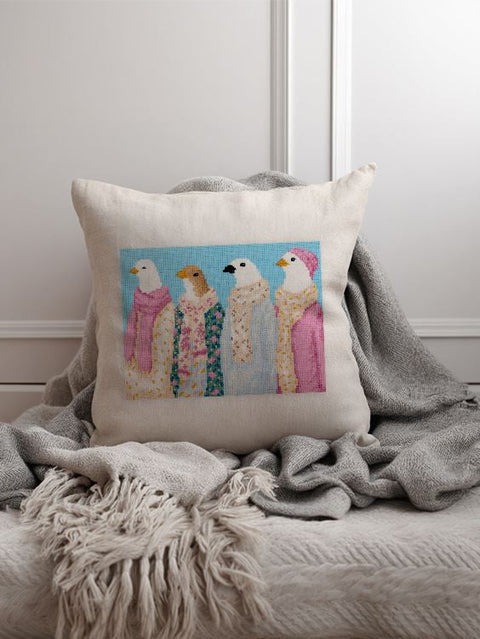 Cross Stitch Kit with Dove Design on Water-Soluble Canvas, PANNA/KLART, 23 x 17.5 cm, 19 Thread Shades, Pattern and Instructions