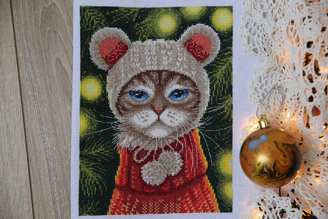Cross Stitch Kit New Year Winter Design, PANNA KLART, 16×21 cm, Aida Fabric, Embroidery Threads, Needle and Pattern