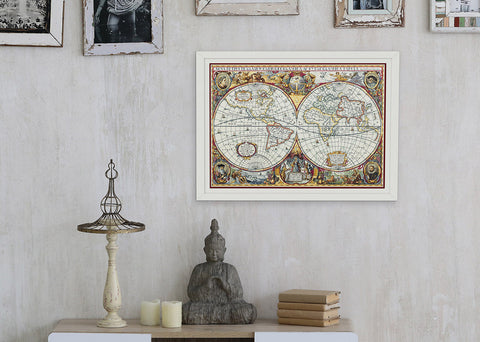 World Map Cross Stitch Kit, Geographic Design with Aida Fabric, Cotton Thread, Needle and Instructions by PANNA or KLART
