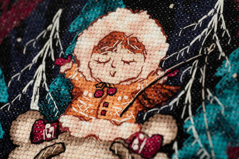 Winter Fishing Cross Stitch Kit, Aida Canvas, Cotton Embroidery Threads, Needle, Pattern and Instructions, PANNA KLART