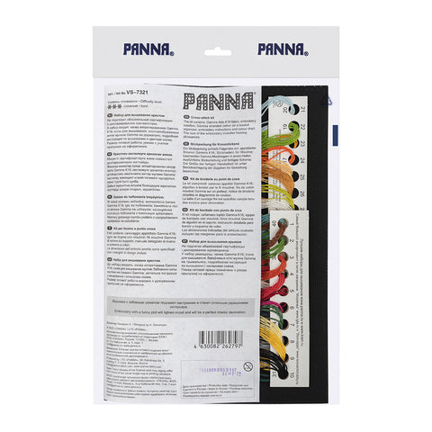 PANNA Cross Stitch Kit Mushroom House, Advanced, Black Aida 16 Fabric, 19 x 24.5 cm, 9412 Stitches