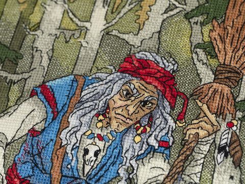 Baba Yaga Cross Stitch Kit, Slavic Mythology Design, PANNA KLART, 27 × 36.5 cm DIY Embroidery Set