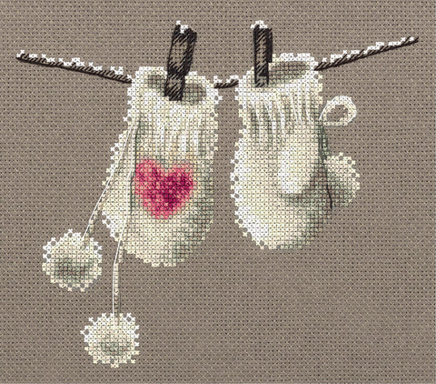 Winter Mitten Cross Stitch Kit with Clear Pattern for Beginners and Advanced Stitchers, PANNA KLART