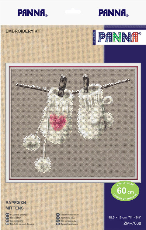 Winter Mitten Cross Stitch Kit with Clear Pattern for Beginners and Advanced Stitchers, PANNA KLART
