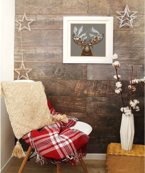 Christmas Reindeer Cross Stitch Embroidery Kit, Multicolor Winter Design for Seasonal Home Decor, PANNA KLART