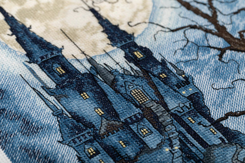 Cross Stitch Kit with Dark Castle Design, 23 × 33 cm, PANNA KLART Embroidery Kit for Home Decor