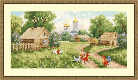 MD009 Morning in the Village Cross Stitch Kit from Golden Fleece