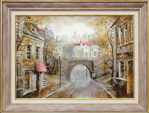 Taganka Cityscape Cross Stitch Kit, Multicolor Design, Aida Canvas, Cotton Threads, Needle, Chart and Instructions by Zolotoe Runo