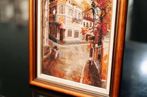 Counted Cross Stitch Kit, Western Street Scene, Complete Set with Aida Cotton Fabric, Mouliné Threads, Needle and Chart | Zolotoe Runo