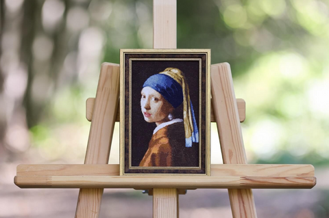 Cross Stitch Embroidery Kit, Girl with a Pearl Earring Portrait, Aida Fabric, Cotton Thread, Zolotoe Runo