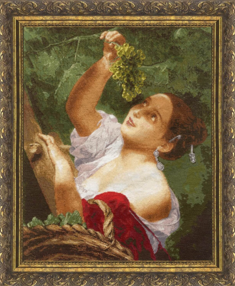 Counted Cross Stitch Embroidery Kit, Italian Midday Design, 48 Colors, Zweigart Murano 32 ct Canvas, 22.5 x 27 cm, Zolotoe Runo