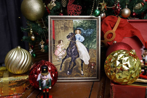 Horse Rider Cross Stitch Kit, Zolotoe Runo, Madeira Threads, Murano 32 Canvas, 24.5 x 32.5 cm, 60 Colors