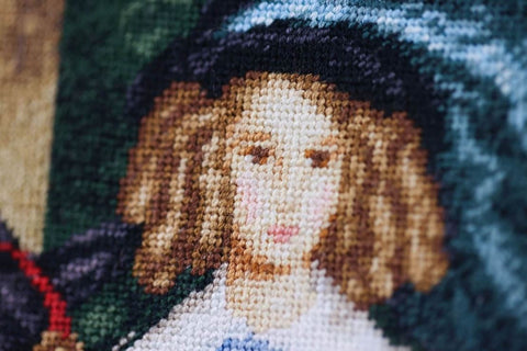 Horse Rider Cross Stitch Kit, Zolotoe Runo, Madeira Threads, Murano 32 Canvas, 24.5 x 32.5 cm, 60 Colors