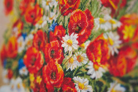 Cross Stitch Embroidery Kit, Wildflower Bouquet, Multicolor Floral Design, Canvas, Cotton Threads, Zolotoe Runo, Beginner Friendly