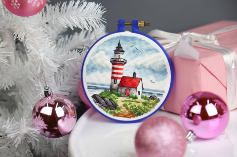 Cross Stitch Kit Lighthouse on a Cape, Maritime Seascape, Zolotoe Runo, Embroidery Pattern, Threads, Needle and Fabric Included