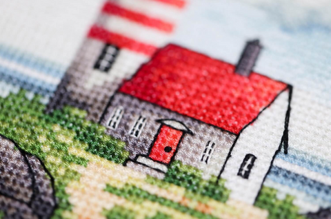 Cross Stitch Kit Lighthouse on a Cape, Maritime Seascape, Zolotoe Runo, Embroidery Pattern, Threads, Needle and Fabric Included
