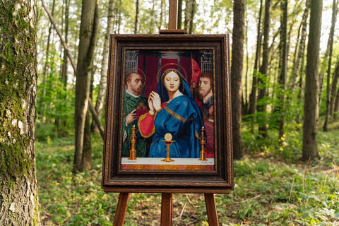 Religious Cross Stitch Kit, Madonna Before the Chalice with Sacrament, 1841 Replica, 57 x 41.5 cm, Zolotoe Runo