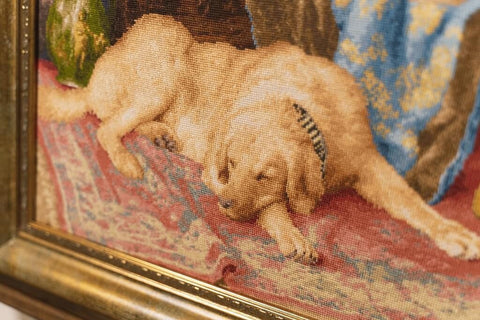 Cross Stitch Embroidery Kit, Artist’s Studio 1881 Classic Painting Motif, Zolotoe Runo, Canvas, Cotton Threads, Needle & Chart