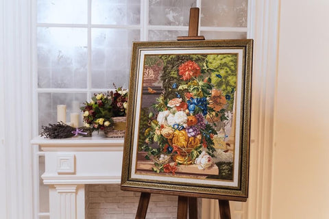 Floral Cross Stitch Embroidery Kit with Pattern, Threads, Fabric, Needle and Instructions by Zolotoe Runo