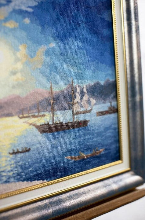 Counted Cross Stitch Kit, Moonlit Bosphorus Landscape, Zolotoe Runo, Aida Cotton, Medium Difficulty, Complete Embroidery Set