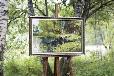 Counted Cross Stitch Kit, Overgrown Pond 1879 Landscape, Aida Fabric, Cotton Floss, Zolotoe Runo, Intermediate Embroidery Set