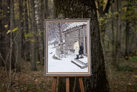 Counted Cross Stitch Kit “First Snow” Winter Landscape, 50 x 63 cm, Zolotoe Runo, Zweigart Canvas, Madeira Threads
