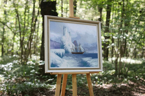 Counted Cross Stitch Kit Ice Mountains Winter Landscape in Cool Blue and White Tones by Zolotoe Runo