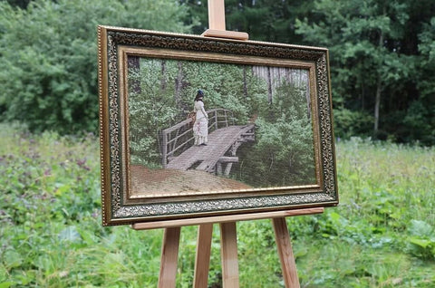 Counted Cross Stitch Kit, Summer Landscape with Bridge by Repin, Multicolor Embroidery Set by Zolotoe Runo