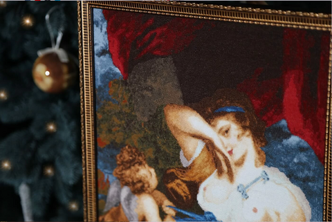 Cross Stitch Embroidery Kit “Cupid Unties Venus’s Girdle,” Classical Mythology, 42 × 35 cm, Zolotoe Runo