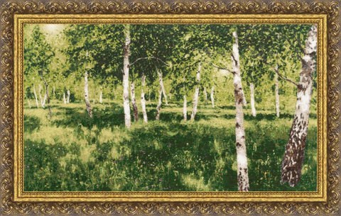 Cross Stitch Kit Birch Grove, 18 Count Zweigart Canvas, 70x40 cm, 30 Madeira Thread Colors, Zolotoe Runo S/MK113
