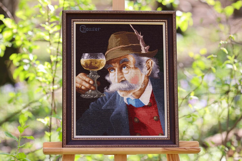 Wine Connoisseur Counted Cross Stitch Kit, 18 Count Zweigart Canvas, Madeira Threads, 31.5 x 41 cm, 60 Colors, Zolotoe Runo