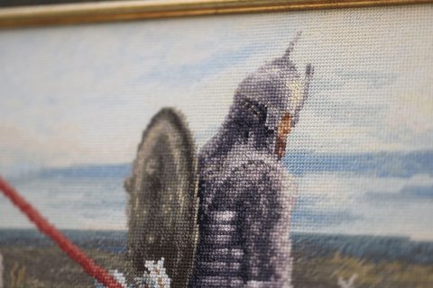 Cross Stitch Kit Knight at the Crossroads, Zolotoe Runo, 95 Madeira Colors, Zweigart Canvas, 62.5 x 37 cm