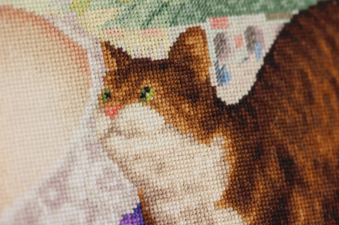 Counted Cross Stitch Kit Merchant by Tea, 55.5 x 55 cm, 140 Colors, Zweigart Canvas, Madeira Threads, Zolotoe Runo
