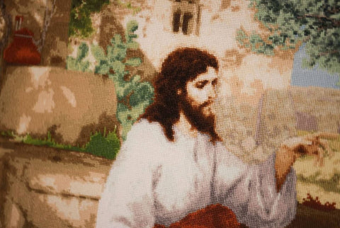 Cross Stitch Kit Christ with Martha and Mary Religious Scene, Zolotoe Runo, 85 x 54 cm, Aida 18, Madeira Threads, 114 Colors