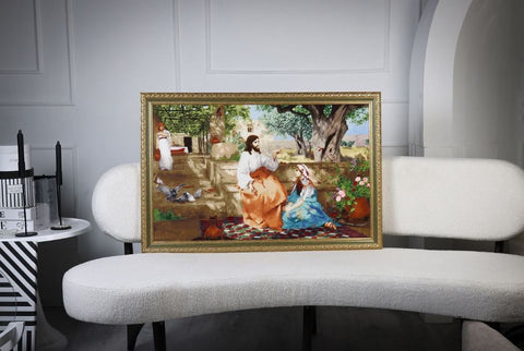 Cross Stitch Kit Christ with Martha and Mary Religious Scene, Zolotoe Runo, 85 x 54 cm, Aida 18, Madeira Threads, 114 Colors
