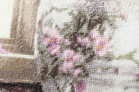 Magnolia Cross Stitch Embroidery Kit, Zolotoe Runo, Floral Wall Decor, Canvas, Threads, Needle, Pattern and Instructions