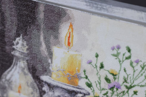 Cross Stitch Kit, Classic Still Life “Peaceful Day in an Old Village,” Aida 18 Canvas, Madeira Threads, 51 Colors, 28.7 x 38.5 cm