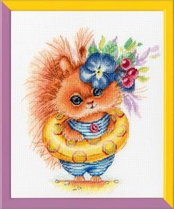 Cross Stitch Embroidery Kit for Children, Colorful Summer Swimming Motif, Beginner-Friendly Wall Decor, Zolotoe Runo